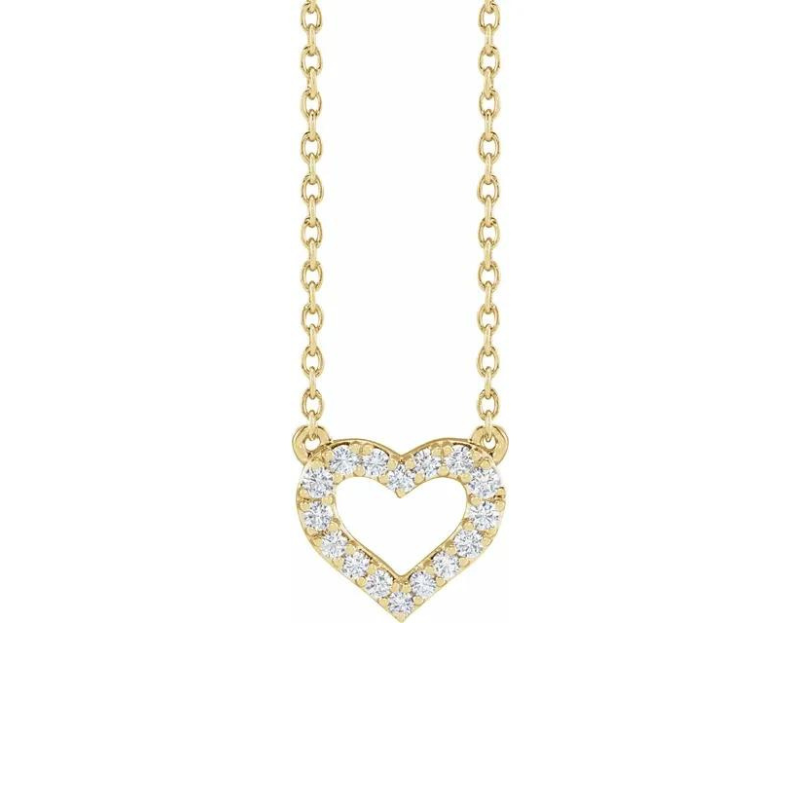 Heart Pendant with 16-18" Necklace in 14K Yellow Gold and 1/5 CTW Lab-Grown Diamond