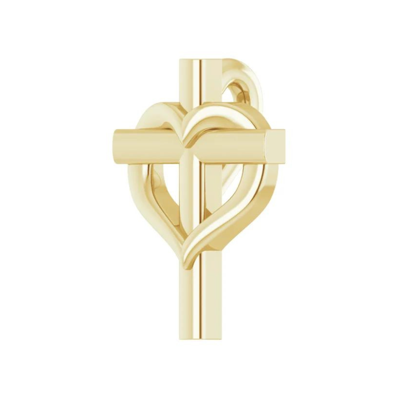 14K Yellow Gold Youth Cross with Heart Pendant