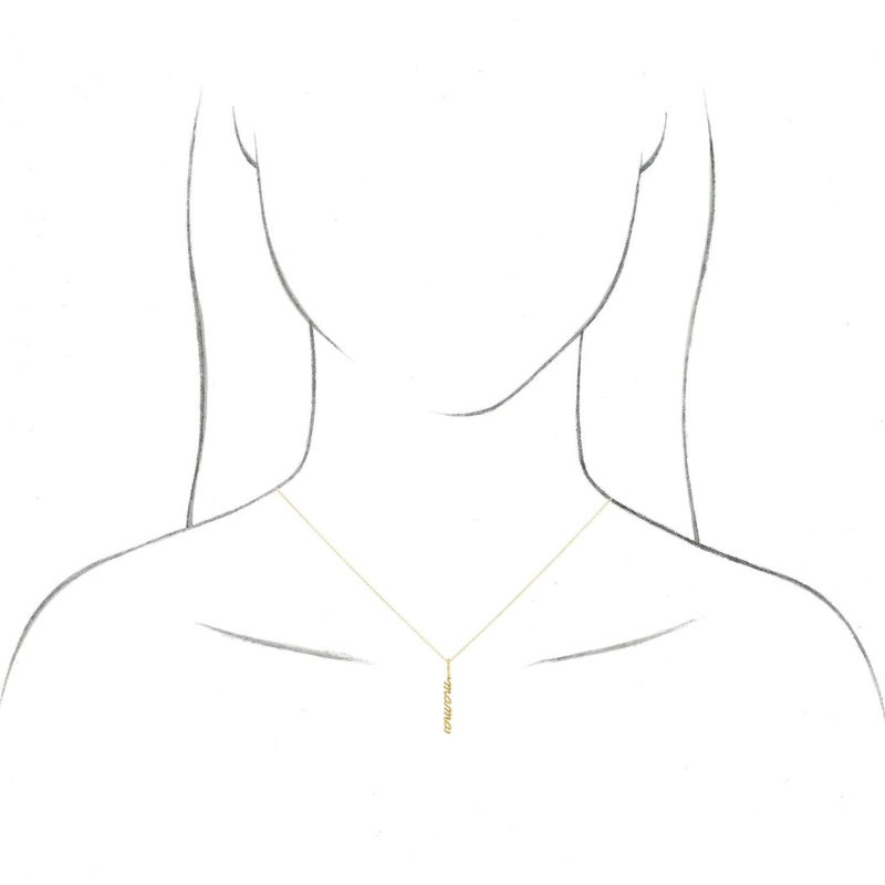 14K Yellow Gold Vertical "Mama" Charm/Pendant 30.2x3.3 mm