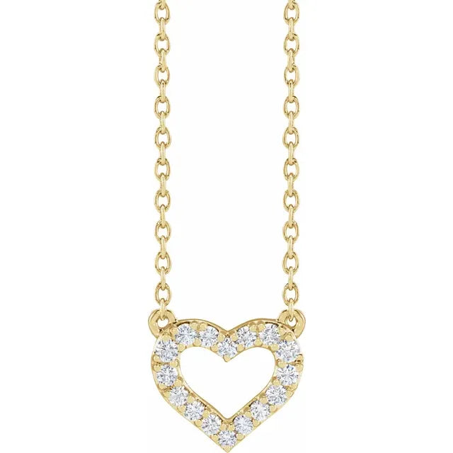 Heart Pendant with 16-18" Necklace in 14K Yellow Gold and 1/5 CTW Lab-Grown Diamond