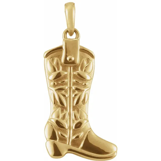 14K Yellow Gold Western Boot Pendant