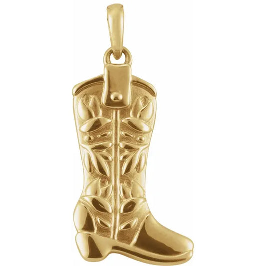 14K Yellow Gold Western Boot Pendant