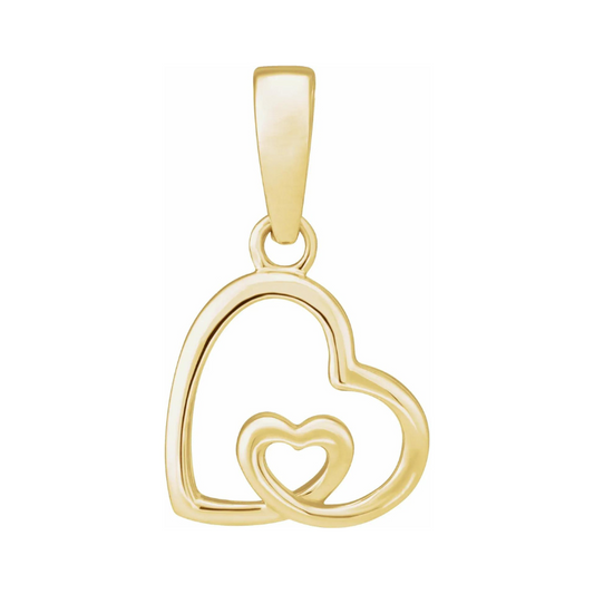 14K Yellow Gold Two Hearts Pendant