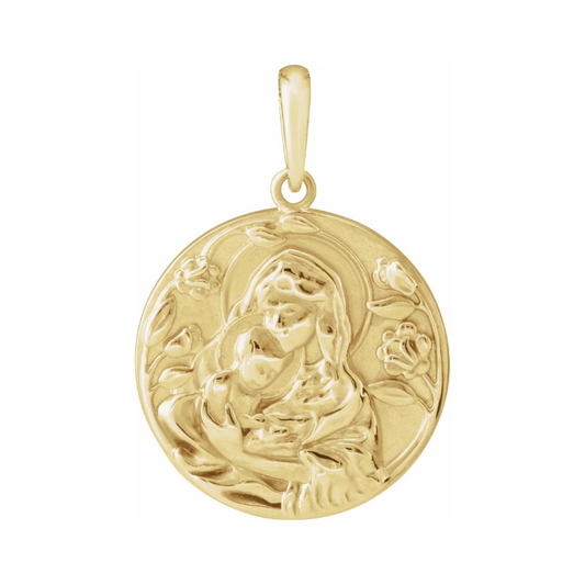 14K Yellow Madonna & Child Pendant