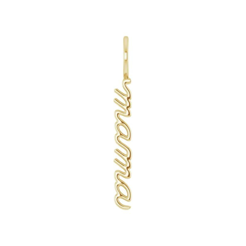 14K Yellow Gold Vertical "Mama" Charm/Pendant 30.2x3.3 mm