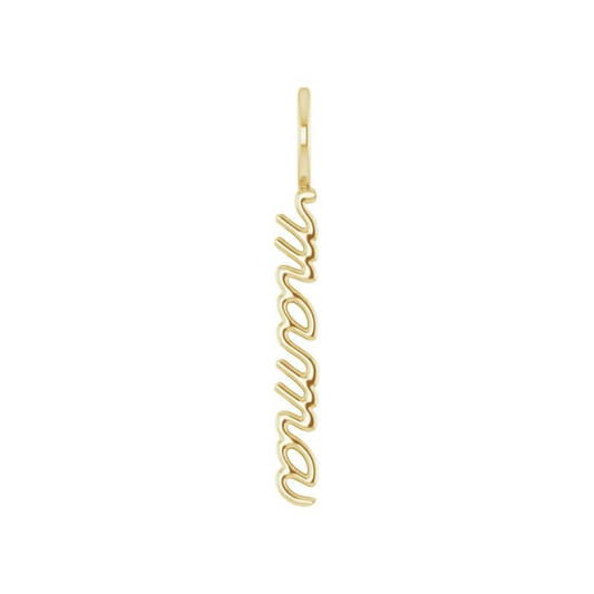 14K Yellow Gold Vertical "Mama" Charm/Pendant 30.2x3.3 mm