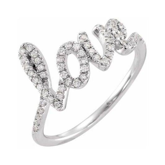 14K White Gold 1/4 CTW Natural Diamond Love Ring