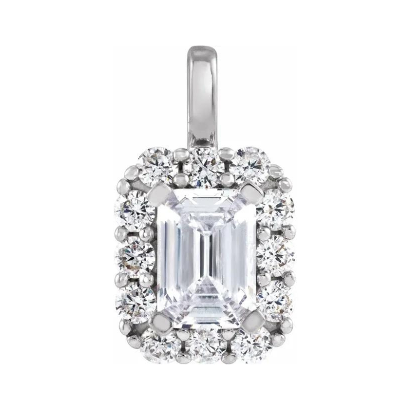 Halo-Style Pendant in 14K White Gold with 1 1/2 CTW Lab-Grown Diamonds
