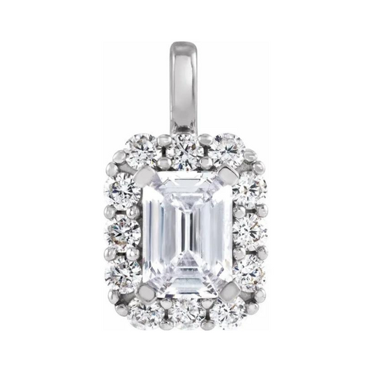 Halo-Style Pendant in 14K White Gold with 1 1/2 CTW Lab-Grown Diamonds