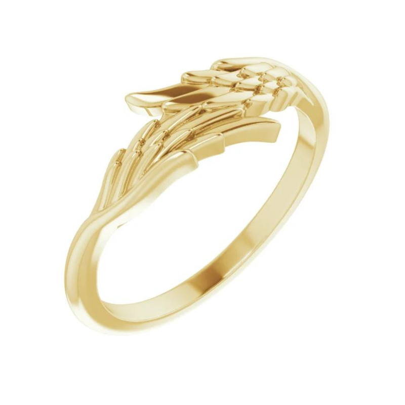 14K Yellow Gold Angel Wings Ring