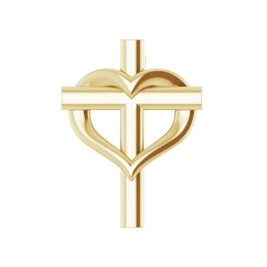 14K Yellow Gold Youth Cross with Heart Pendant