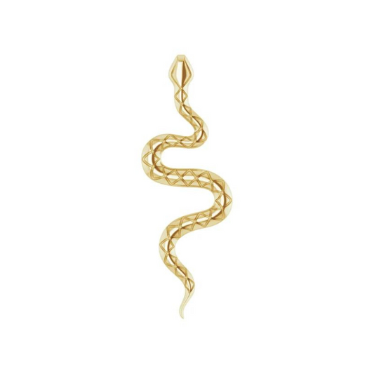 14K Yellow Gold Minimalist Snake Pendant 19.5 x 6.7 mm