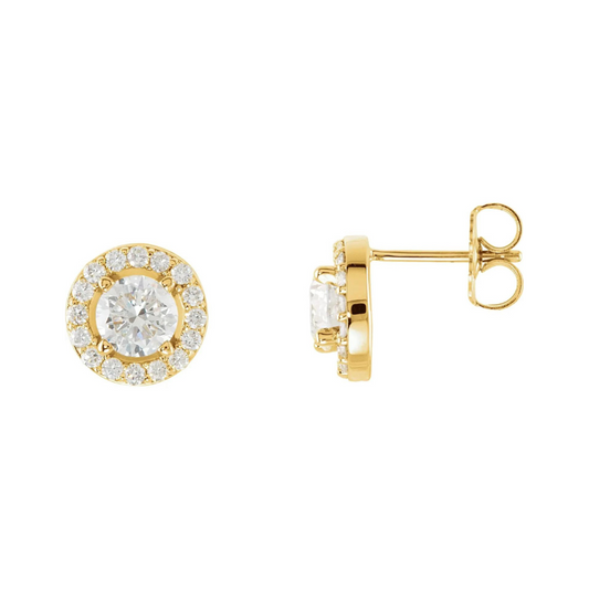 14K Yellow Gold 1/10 CTW Lab-Grown Diamond Halo-Style Earrings