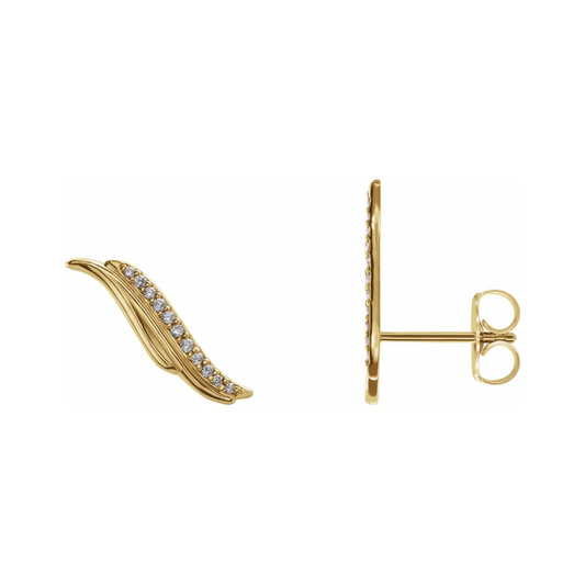 14K Yellow Gold .06 CTW Natural Diamond Ear Climbers