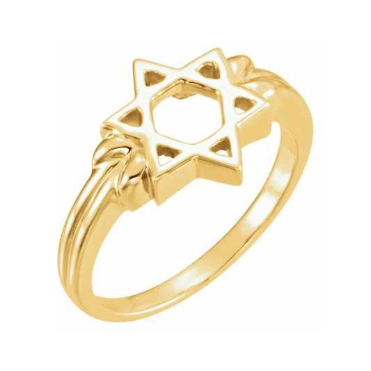 10K Yellow Gold Star of David Ring