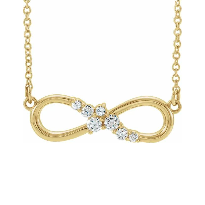 Infinity-Inspired Bar with 18" Necklace in 14K Yellow Gold with 1/8 CTW Natural Diamond