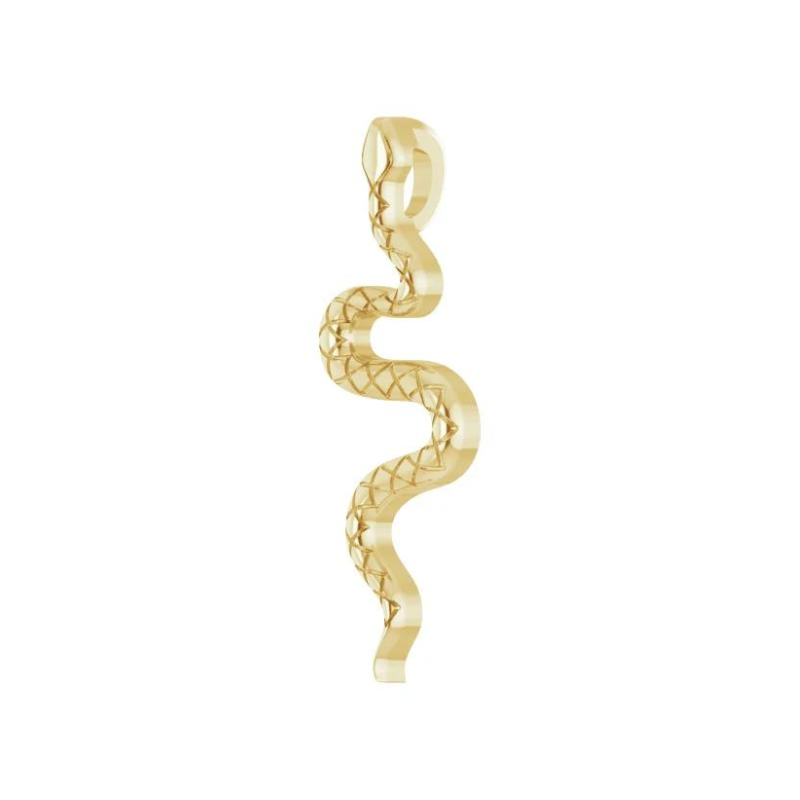 14K Yellow Gold Minimalist Snake Pendant 19.5 x 6.7 mm