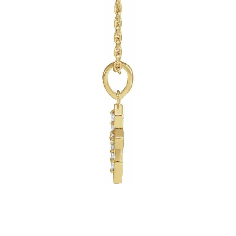 14K Yellow Gold .05 CTW Natural Diamond Petite Cross 16-18" Necklace