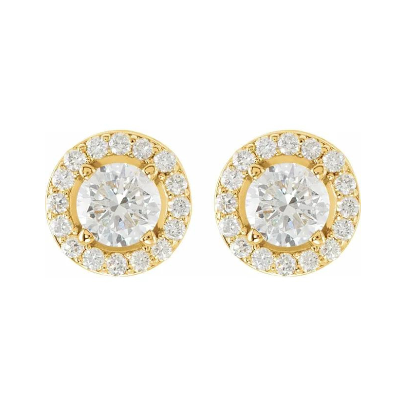14K Yellow Gold 1/10 CTW Lab-Grown Diamond Halo-Style Earrings