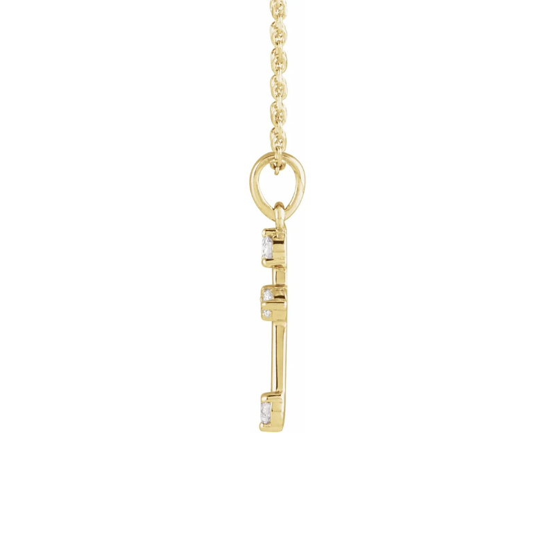 14K Yellow Gold 1/6 CTW Natural Diamond Cross with 16-18" Necklace