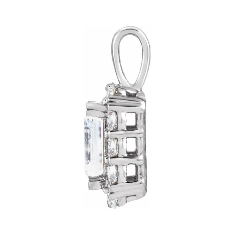 Halo-Style Pendant in 14K White Gold with 1 1/2 CTW Lab-Grown Diamonds