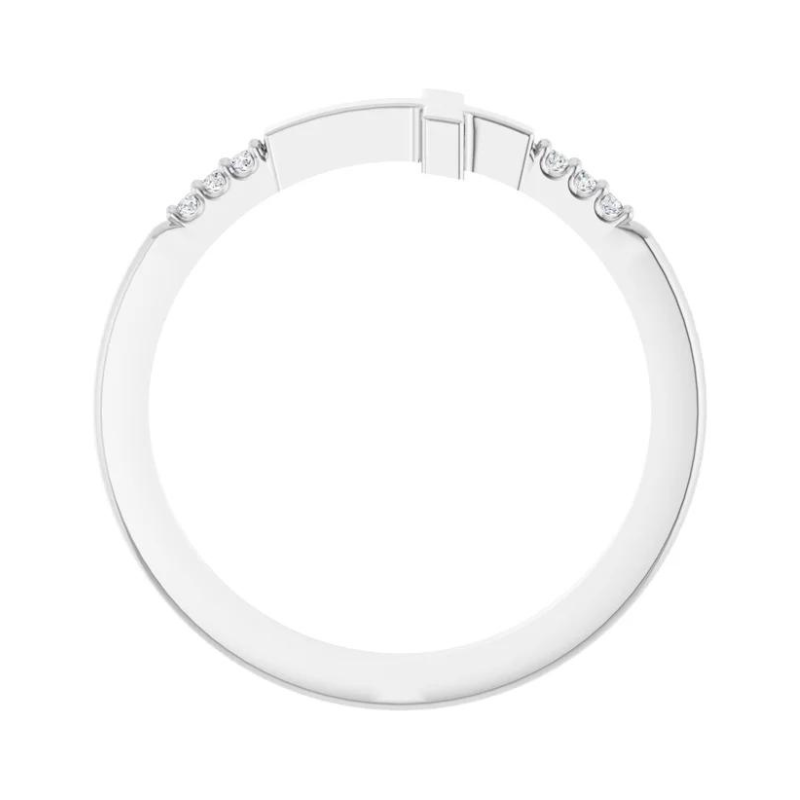 14K White Gold.025 CTW Diamond Stackable Sideways Cross Ring