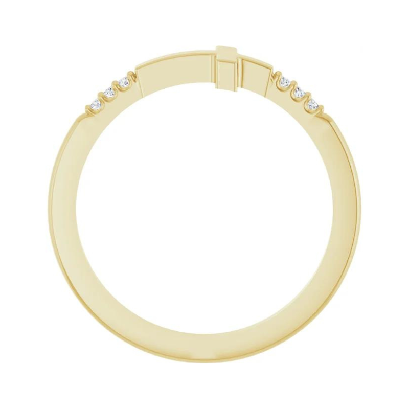 14K Yellow Gold .025 CTW Diamond Stackable Sideways Cross Ring