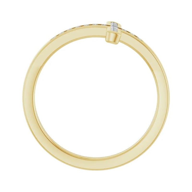 14K Yellow Gold 1/10 CTW Natural Diamond Sideways Cross Ring