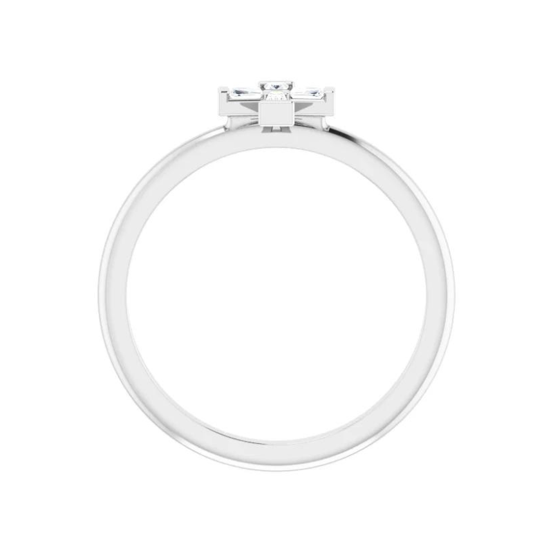 14K White Gold 1/10 CTW Natural Diamond Stackable Cross Ring