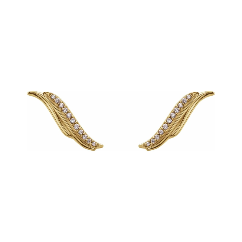 14K Yellow Gold .06 CTW Natural Diamond Ear Climbers