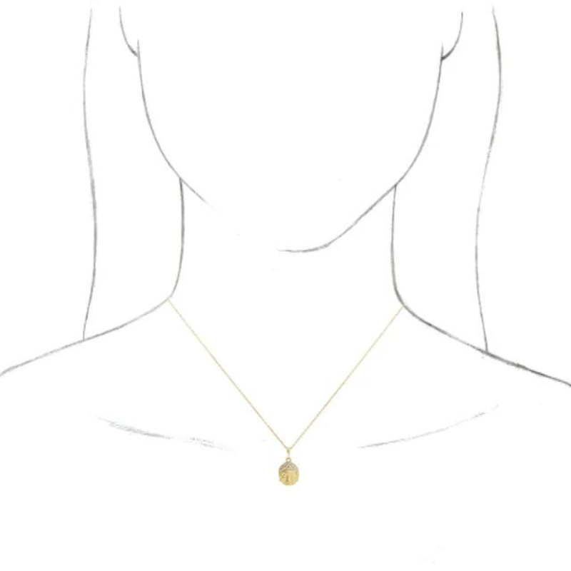 14K Yellow Gold 1/8 CTW Natural Diamond Buddha with 16-18" Necklace