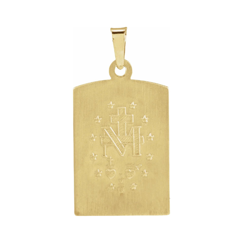14K Yellow Gold Miraculous Medal Pendant 25.3 x 13.3 mm