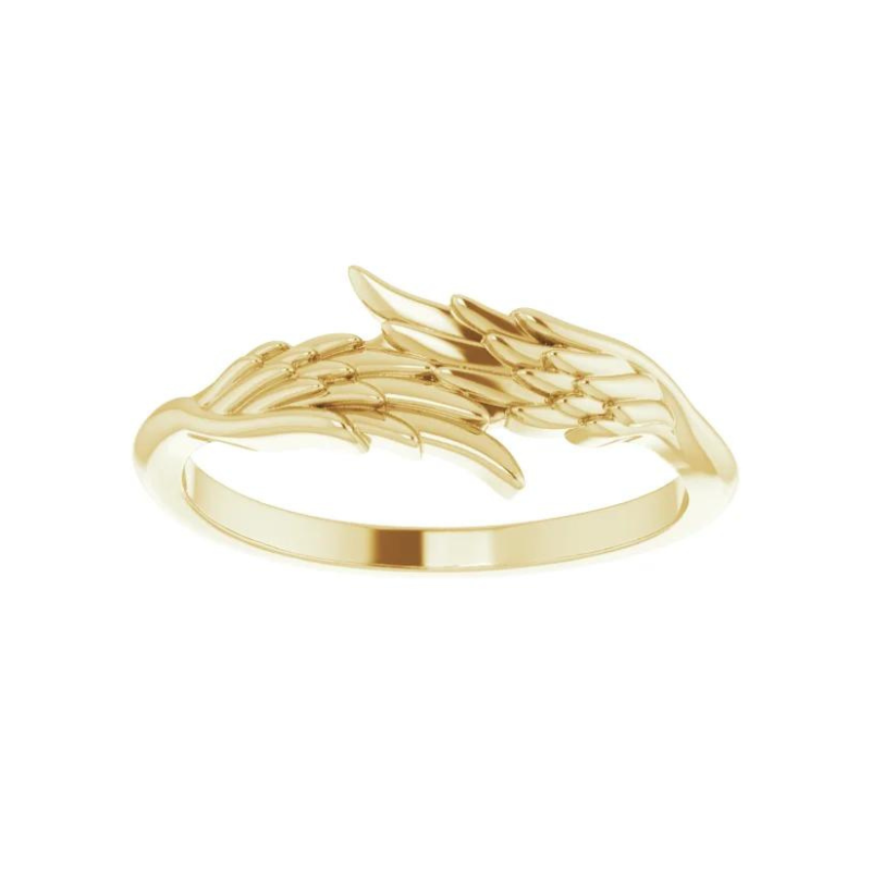 14K Yellow Gold Angel Wings Ring