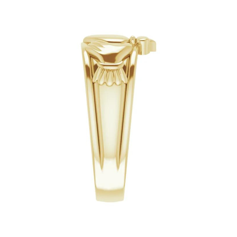 14K Yellow Gold Claddagh Heart Band Ring