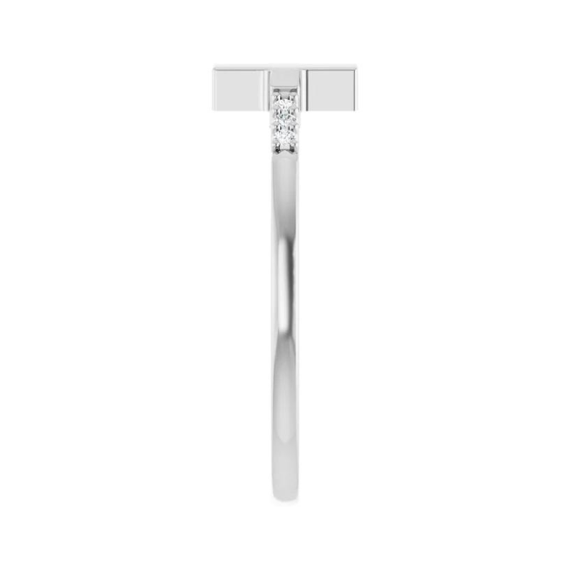 14K White Gold.025 CTW Diamond Stackable Sideways Cross Ring