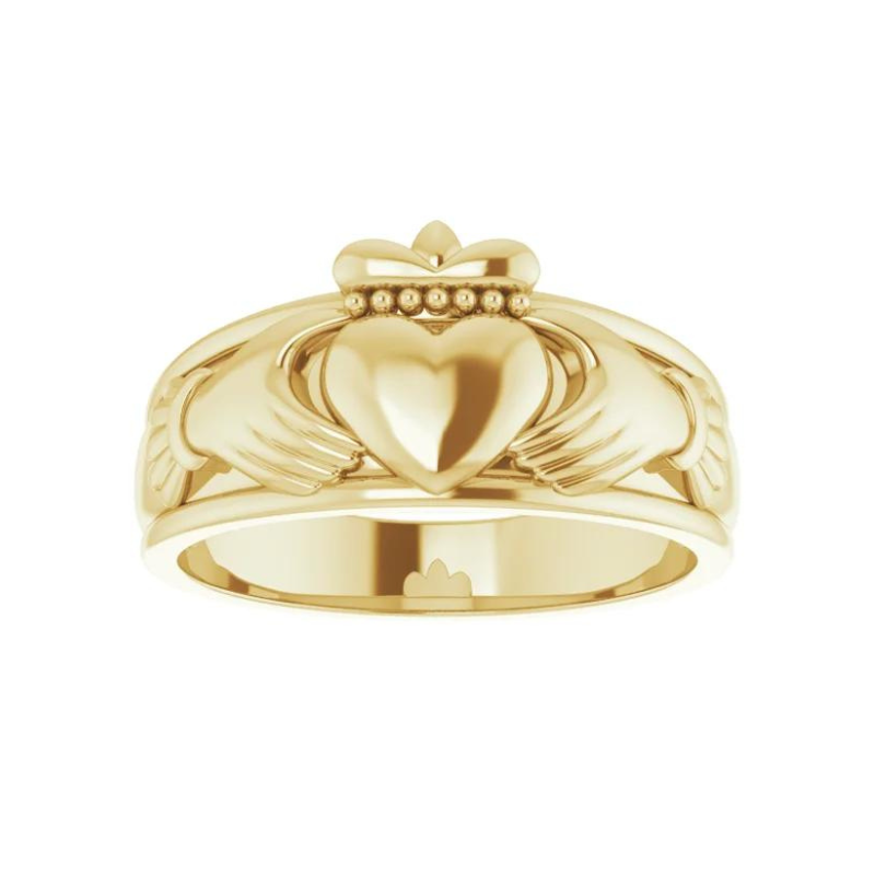 14K Yellow Gold Claddagh Heart Band Ring