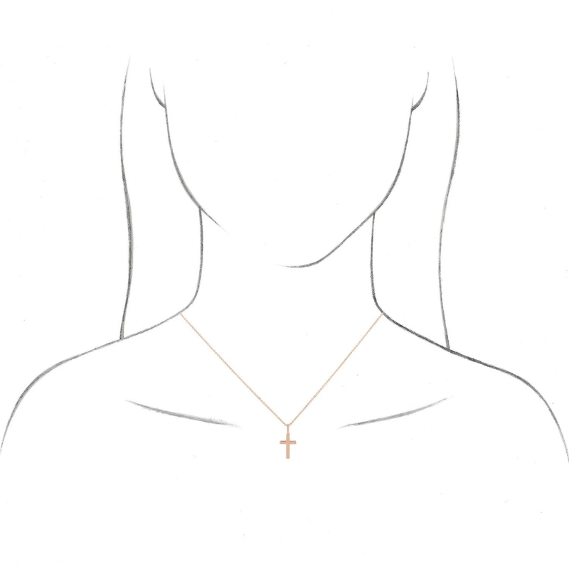 14K Yellow Gold Knife-Edge Minimalist Cross Pendant