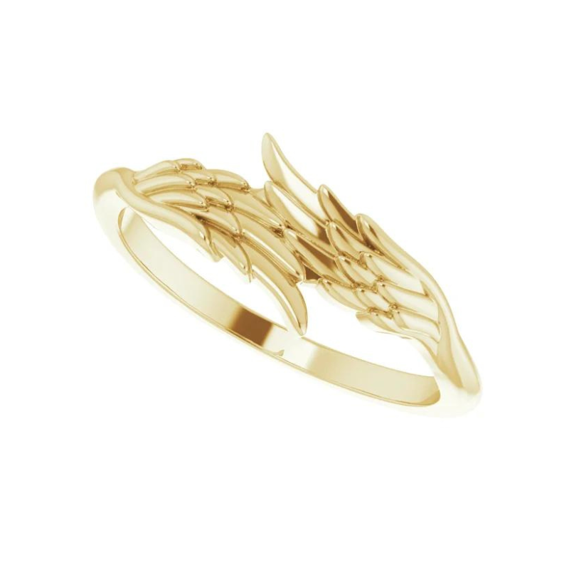 14K Yellow Gold Angel Wings Ring