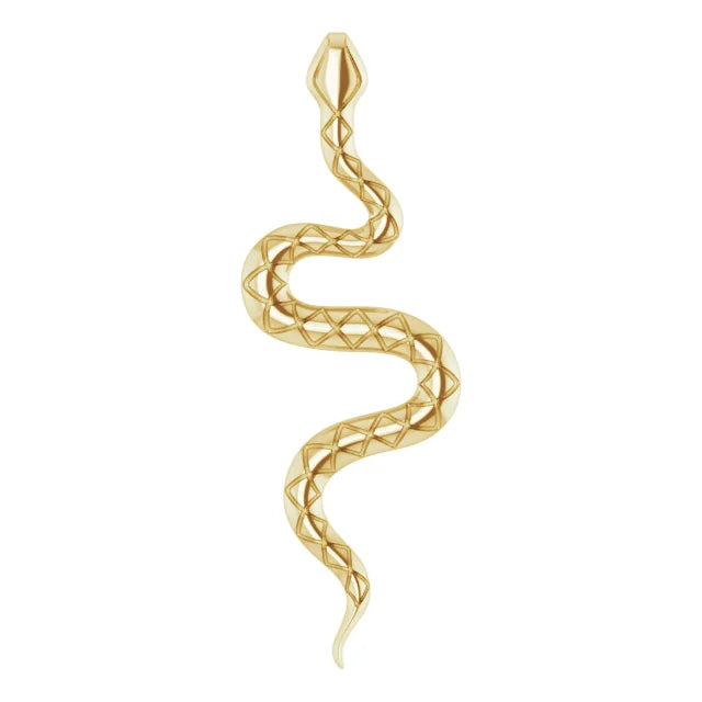 14K Yellow Gold Minimalist Snake Pendant 19.5 x 6.7 mm